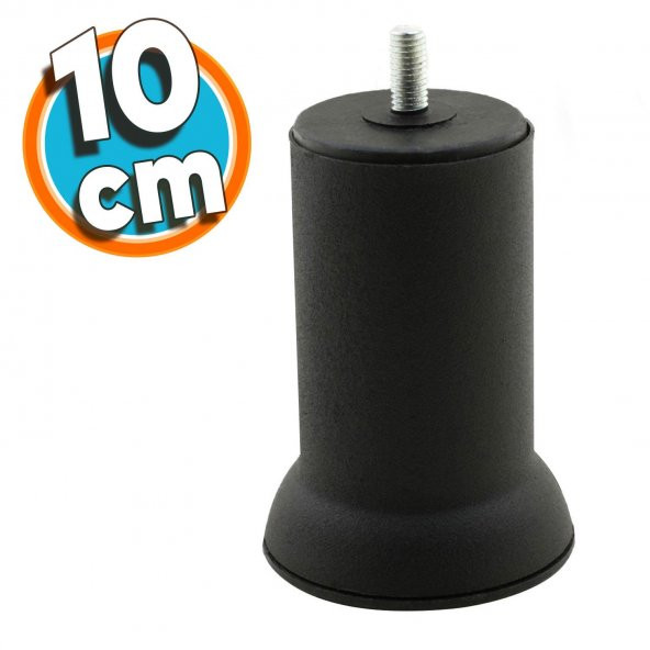 Mobilya Yatak Metal Kanepe Baza Koltuk Orta Destek Ayağı M8 Civata Siyah Metal Ayak 10 Cm