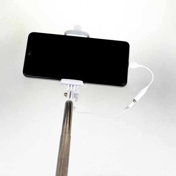 Philips 2023 Yeni Type-C to 3.5mm Jack Dönüştürücü 270 Derece Dönebilen Premium Selfie Çubuğu Pembe - 3