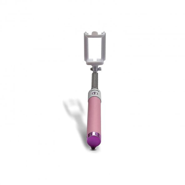 Philips 2023 Yeni Type-C to 3.5mm Jack Dönüştürücü 270 Derece Dönebilen Premium Selfie Çubuğu Pembe - 5