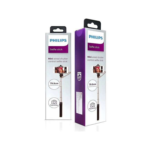 Philips 2023 Yeni Type-C to 3.5mm Jack Dönüştürücü 270 Derece Dönebilen Premium Selfie Çubuğu Pembe - 6