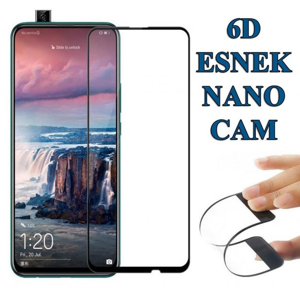 Huawei Y9 Prime 2019 6D Nano Kırılmaz Cam Ekran Koruyucu Plastik ve Cam Karışımı