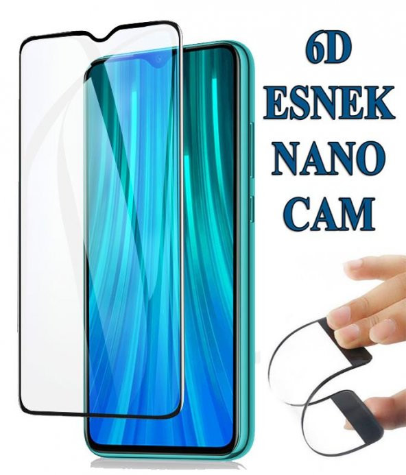 Redmi Note 8 6D Nano Kırılmaz Cam Ekran Koruyucu Plastik ve Cam Karışımı