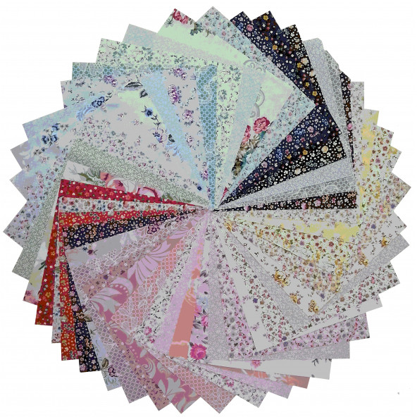 25x25 Cm 40 Parça Kırkyama Patchwork Kumaş 40yama Hobi Dikiş - Çiçek Serisi