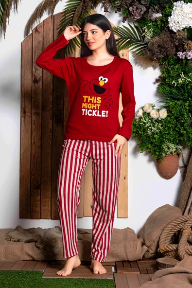 Nisanca Mevsimlik Uzun Kollu %100 Pamuk Kadın Pijama Takımı- Desenli Kadın Pijama - 11