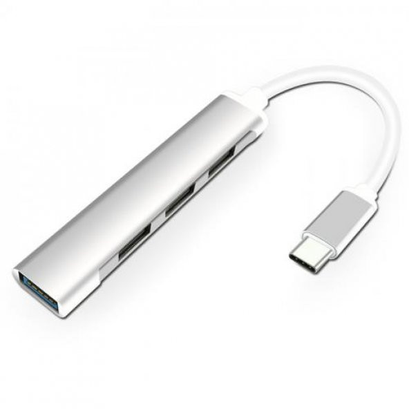 Polham 20CM 4in1 Type-C to 4x USB Çoğaltıcı Adaptör HUB, Yüksek Voltaj ve Akım Korumalı USB Çoğaltıcı