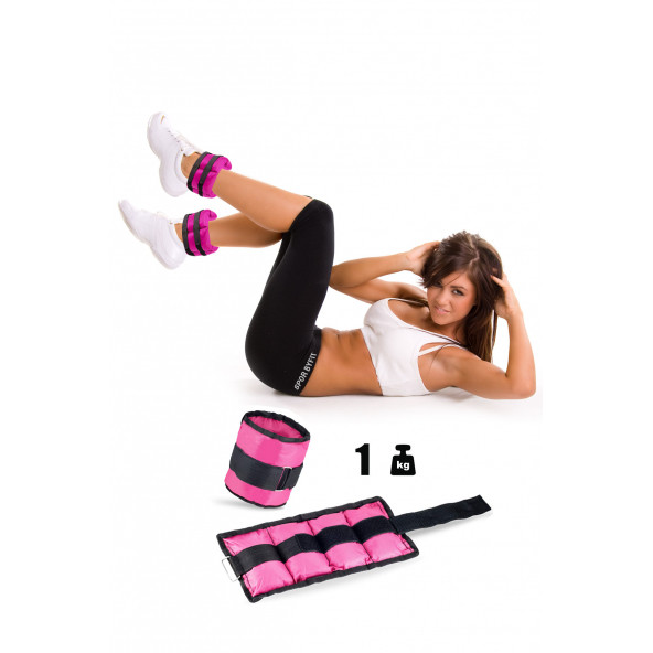 Spor Byfit 1 Kg x 2 Adet Pembe El veya Ayak Bileği Ağırlığı