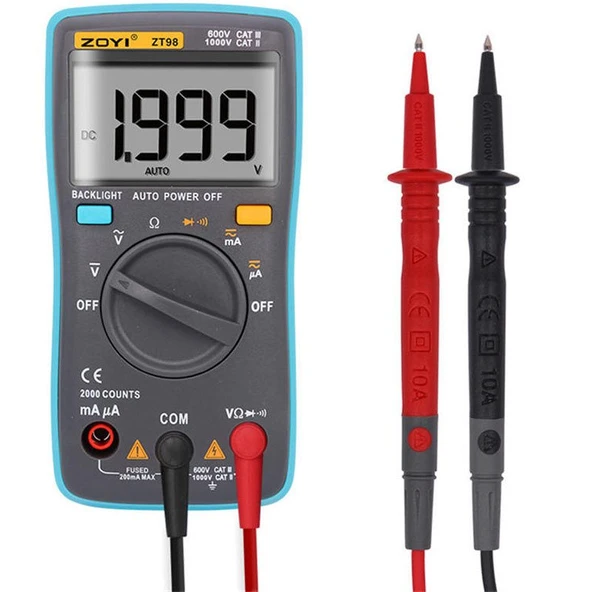 Zoyi ZT-98 Multimetre Ölçü Aleti Ac Dc Voltaj Akım Direnç Diyot Ölçer Ölçüm Cihazı - 3