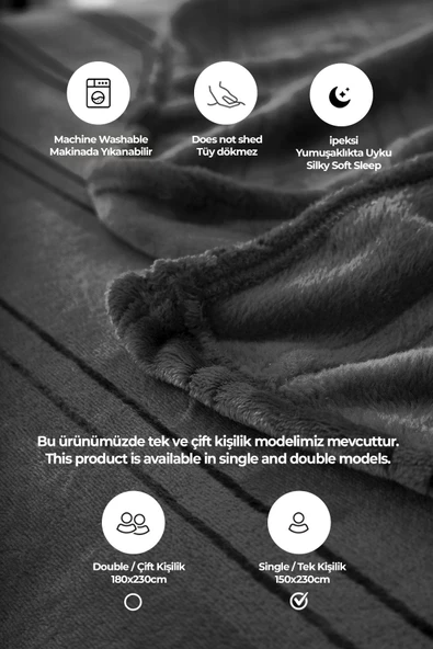 Mayer Supersoft Yumuşak Tek Kişilik Battaniye 150x230 cm - 2