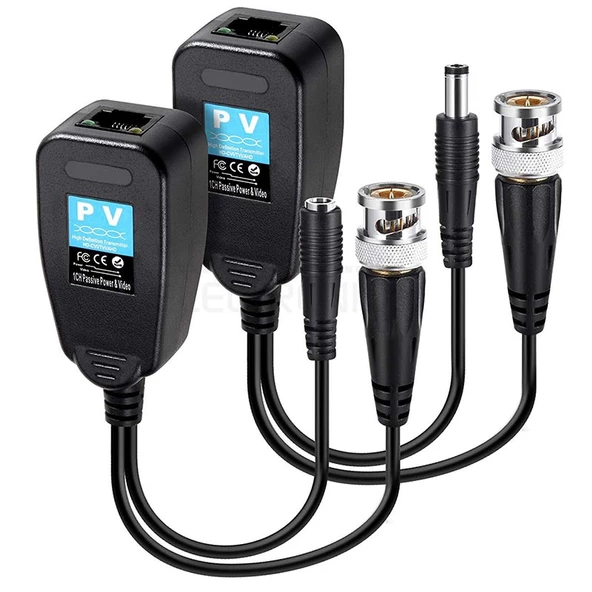 Powermaster Bnc To Rj45 Video Güvenlik Kamerası Balun Power Konnektör HD CVI AHD Uyumlu PM-3898pv