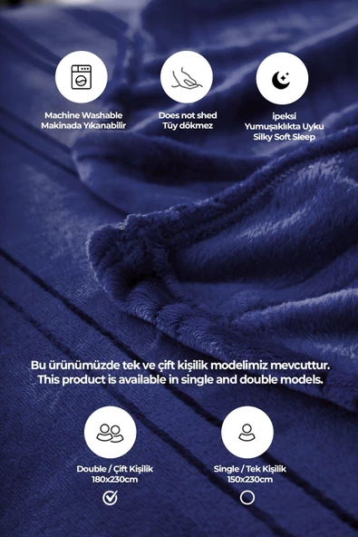 Mayer Supersoft Yumuşak Çift Kişilik Battaniye 180x230 cm - 12