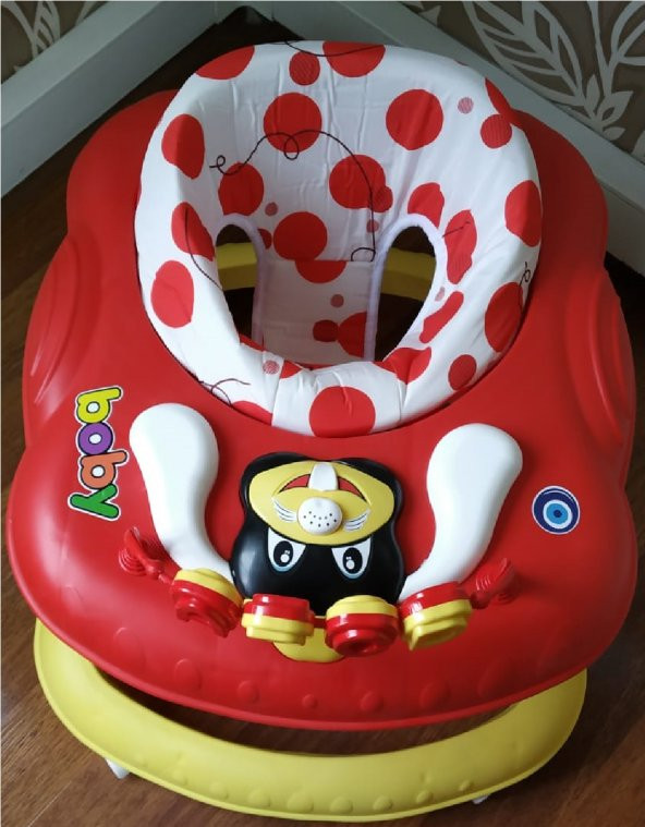 Boby Müzikli Oyuncaklı Yürüteç  Bebek Yürüteci Sarı-Kırmızı - 3
