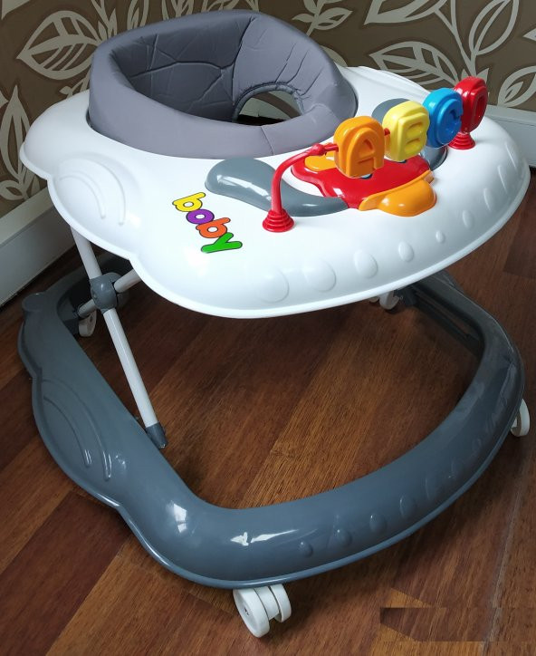 Boby Müzikli Yürüteç Çocuk Yürüteci Gri Beyaz - 2