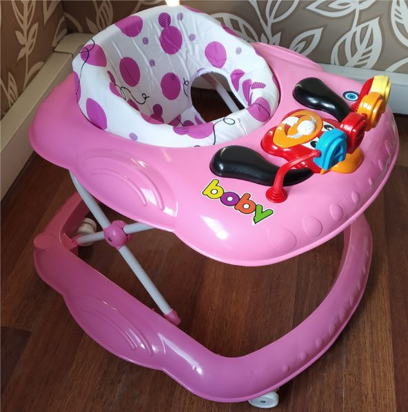 Boby Müzikli Oyuncaklı Yürüteç  Bebek Yürüteci Pembe - 4