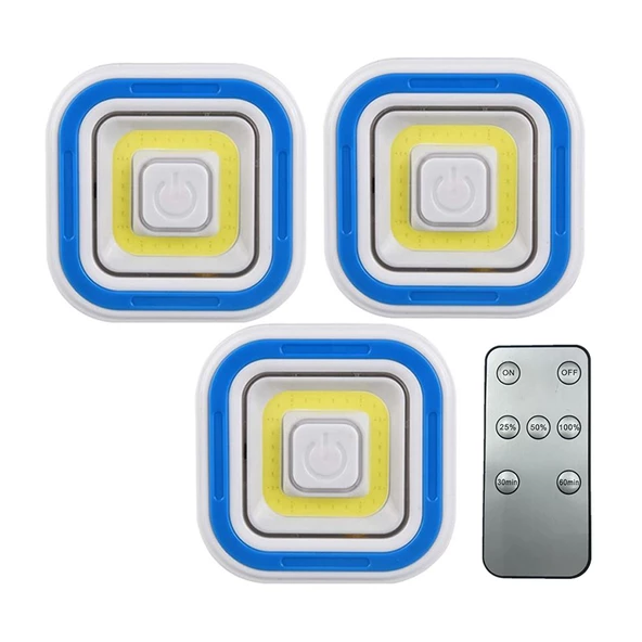 Powermaster PM-6936 Cob Ledli Pilli Uzaktan Kumandalı Üçlü Lamba Tezgah Altı Arası Aydınlatma Beyaz Led - 5