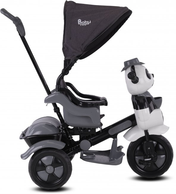 Babyhope 127 Panda Ebeveyn Kontrollü Üç Teker Çocuk Bisikleti Gri - 3