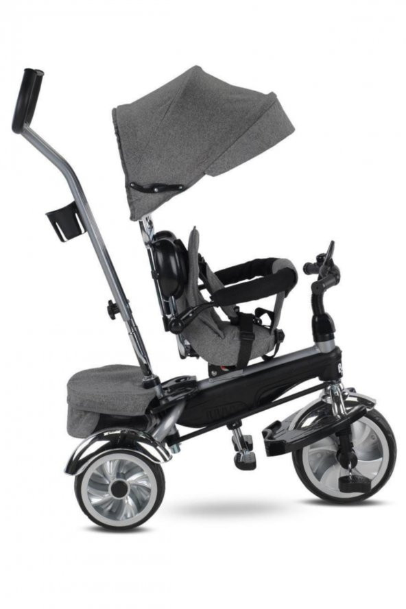 Star Üç Teker Bisiklet Bh-9500 Gri Ebeveyn Kontrollü Şişme Eva Tekerlekli Tricycle - 3
