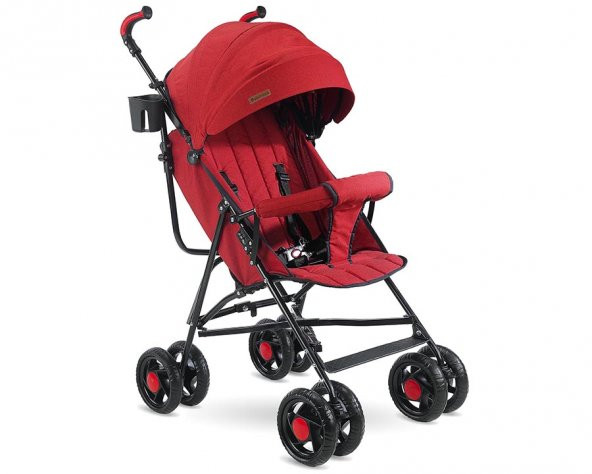 Babyhope SC-100 Tam Yatarlı Gri Baston Bebek Arabası Kırmızı