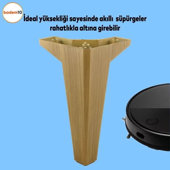 Sedir Mobilya Kanepe Tv Ünitesi Konsol Koltuk Ayağı Ahşap Desenli Açık Ceviz Renk 18 Cm Ayakları - 2
