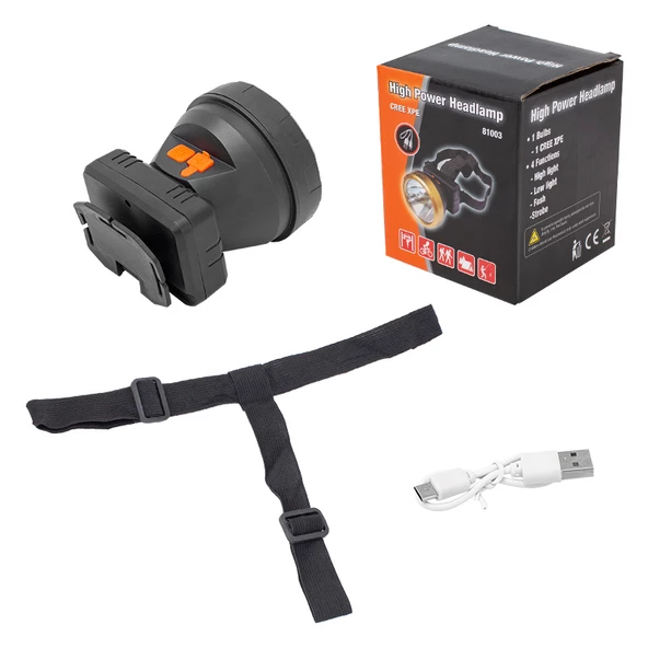 Ayt Powermaster MX-81003 USB Şarjlı 3 Modlu Kafa Feneri Lambası Kamp Aydınlatma - 6