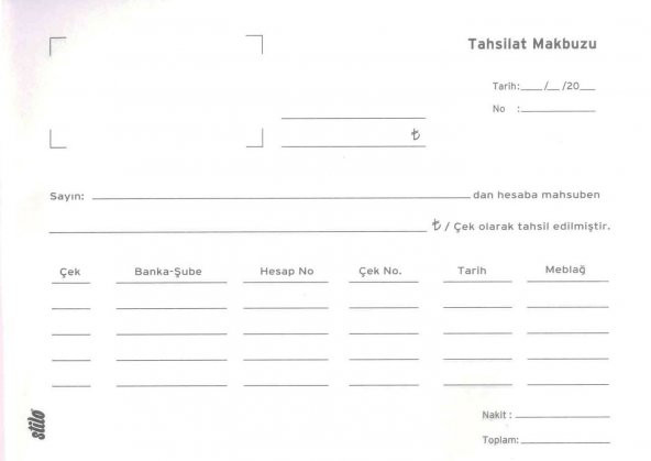Tahsilat Makbuzu - Otokopili 2 Nüsha - 2
