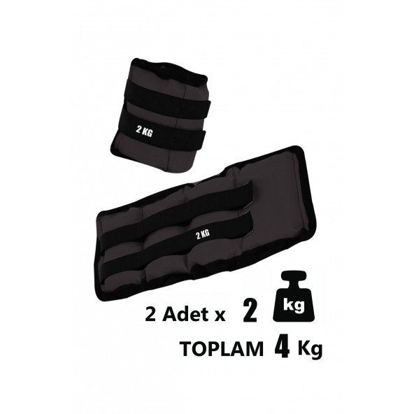 Spor Byfit 2 Kg x 2 Adet Siyah El veya Ayak Bileği Ağırlığı - 3