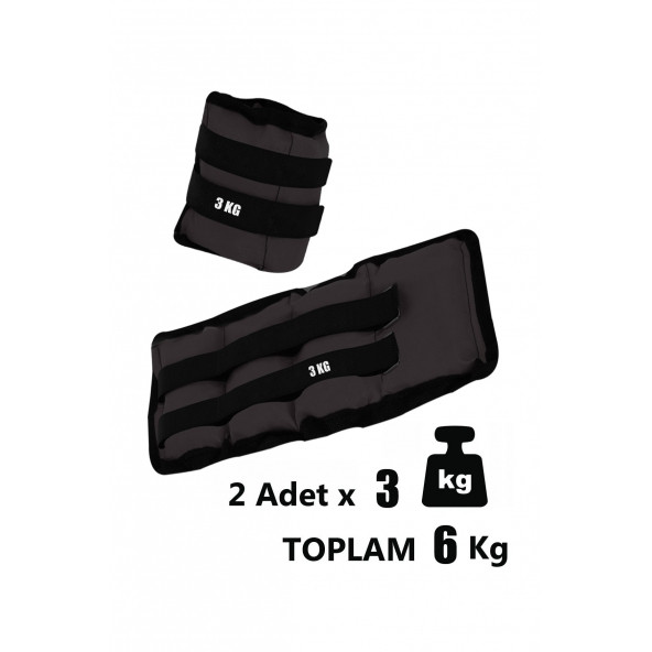 Spor Byfit 3 Kg x 2 Adet Siyah El veya Ayak Bileği Ağırlığı - 3