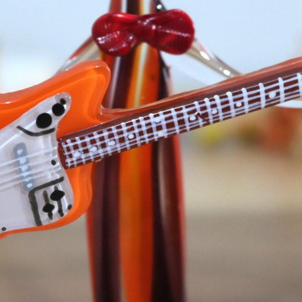 Veraart El Yapımı Murano Cam Turuncu Gitar Çalan Palyaço Biblo - 6