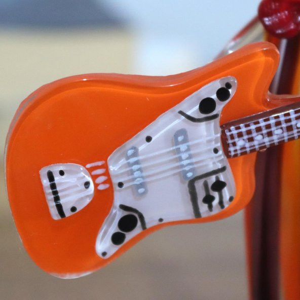Veraart El Yapımı Murano Cam Turuncu Gitar Çalan Palyaço Biblo - 8