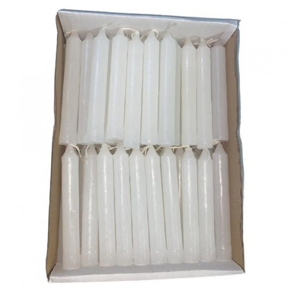 80 Adet Beyaz Klasik Mum Ince Uzun Mum Beyaz Mum Bakkal Mumu Beyaz Şamdan Mum - 3