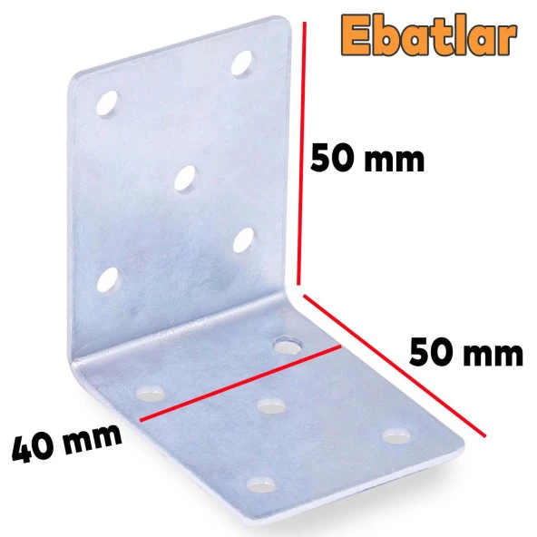 Mobilya Dolap Köşe Bağlantı Sabitleme L Demir Köşebent Gönye 50x50x40 mm (10 ADET) - 2