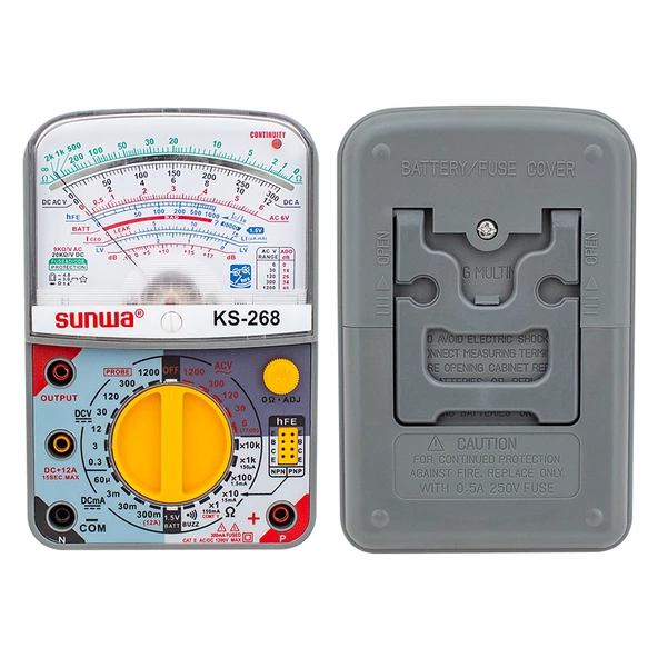 Powermaster Sunwa KS-268 Analog Multimetre Ölçü Aleti Kılıflı Dc Ac Voltaj Ölçüm Cihazı - 3