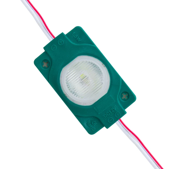 Powermaster 12V 1.5W Yeşil Mercekli Modül Led 40x30mm