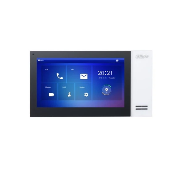 Dahua Vth2421fw-P 7 Tft Lcd Dokunmatik Ekran Çok Yönlü Mikrofon Villa Tipi İntercom İç Ünite Bayaz
