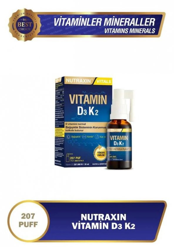 Nutraxin Vitamin D3K2 Sprey 30 ml 8680512631590