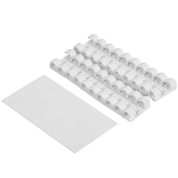 Ayt 3M Yapışkanlı 20 li Beyaz Kablo Sabitleyici Düzenleyici Klips Kablo Tutucu Tutacağı - 7