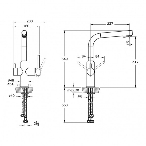 Artema A42144 Split Dual-Flow Mutfak Bataryası - 2