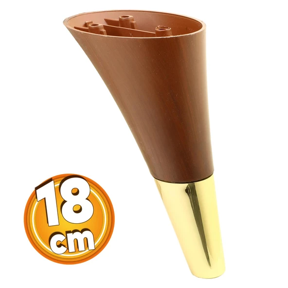 Clara Mobilya Kanepe Tv Ünitesi Konsol Koltuk Ayağı Ahşap Desenli Ceviz Altın Renk 18 Cm Ayak