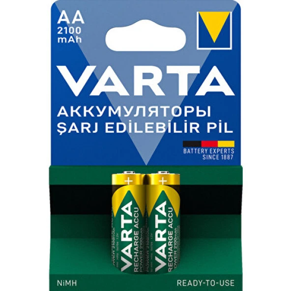 VARTA NI-MH 1.2 VOLT - 2100 MAH HR6 AA ŞARJLI 2Lİ KALEM PİL