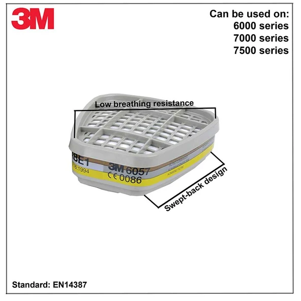 3M 6057 ABE1 Gaz ve Buhar Filtresi (1 Çift) - Resim 4