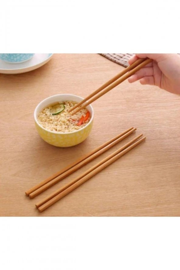 10 Çift - 20 Adet Yıkanabilir Organik Bambu Çin Çubuk Uzakdoğu Çin Yemek Çubuğu Chopstick - 3