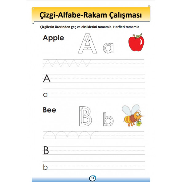 Çizgi Alfabe Rakam Çalışmaları YAZ-SİL Kitabı - 3