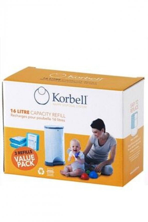 Korbell Korbel Kirli Bebek Bezi Çöp Poşeti 1485 Adet Kapasiteli