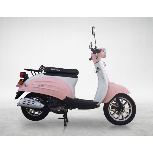 MOTOLUX VINTAGE 50 CC BENZİNLİ SCOOTER BEYAZ PEMBE - 5