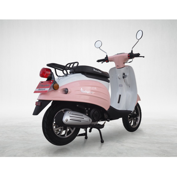 MOTOLUX VINTAGE 50 CC BENZİNLİ SCOOTER BEYAZ PEMBE - 7