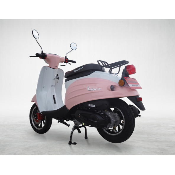 MOTOLUX VINTAGE 50 CC BENZİNLİ SCOOTER BEYAZ PEMBE - 8