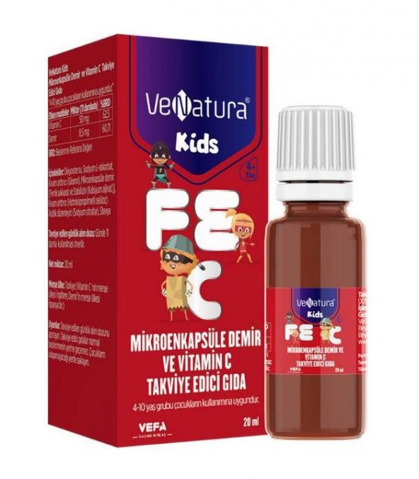 Venatura Kids Mikroenkapsüle Demir ve Vitamin C Takviye Edici Gıda 20 ml