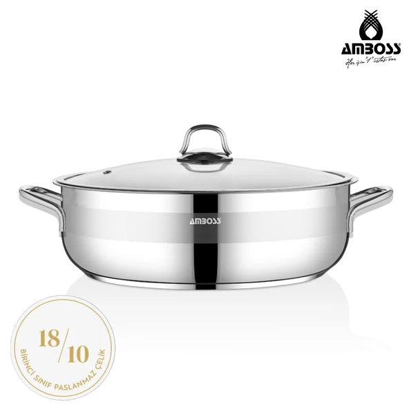 Saphire Paslanmaz Çelik 26 cm Cam Kapaklı Basık Tencere ürün görseli