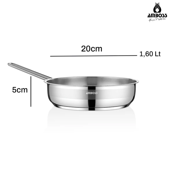 Saphire Paslanmaz Çelik 20 cm Kapaksız Çelik Tava - Resim 5