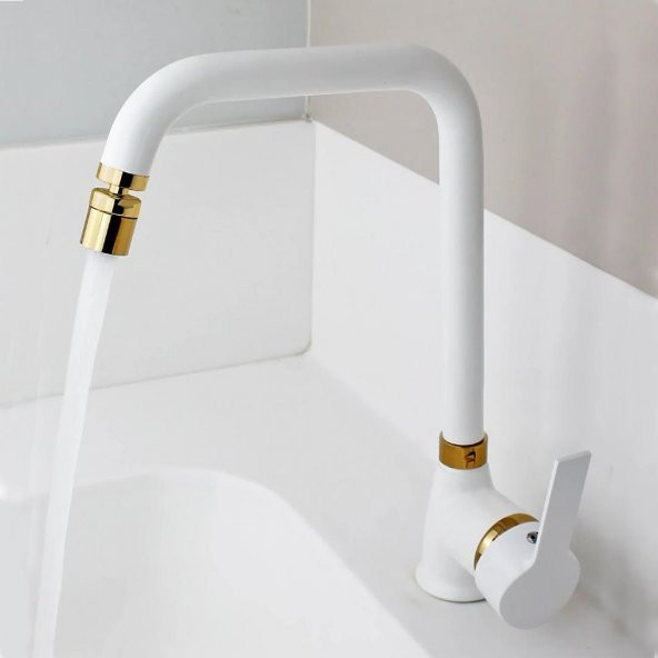 Venita Mat Beyaz Gold Mutfak ve Lavabo Batarya Set - 2