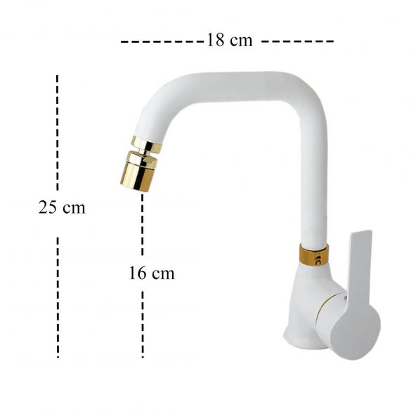 Venita Mat Beyaz Gold Mutfak ve Lavabo Batarya Set - 3